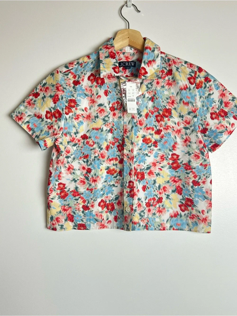 NWT J. Crew Floral Button-Front Short Sleeve Top